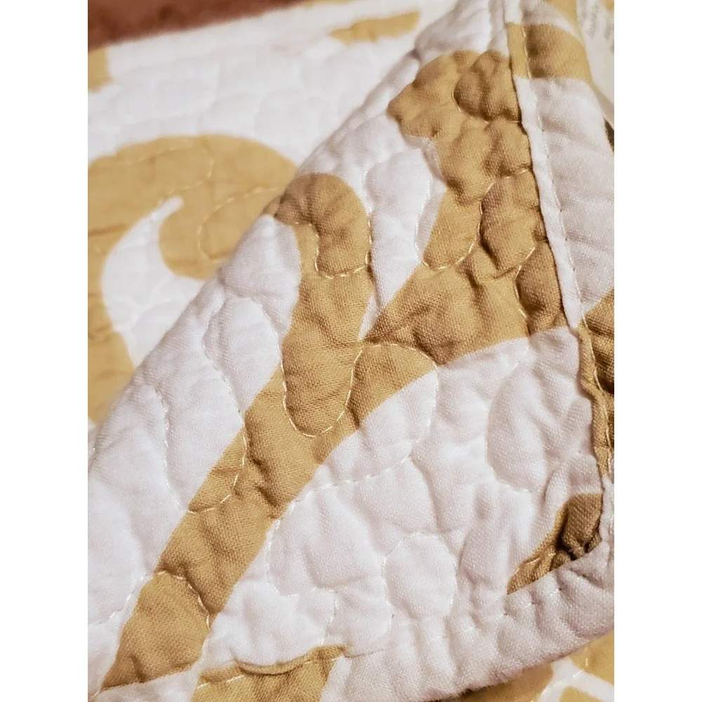 Classic Scroll Queen Reversible Geo Print Quilt Top‎ Bedspread 2 Standard Shams